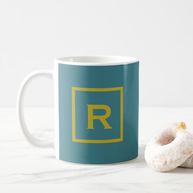 Turquoise Solid Colour Plain Personal Coffee Mug (With Donut)