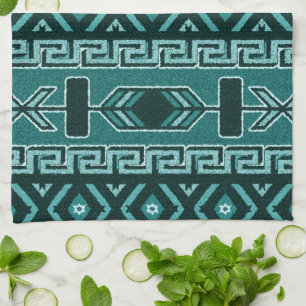 Turquoise Southwest Aztec Pattern Tea Towel
