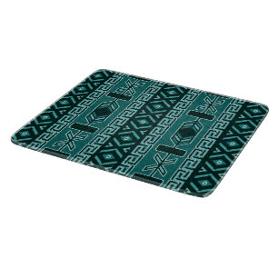 Turquoise Southwestern Design Aztec Tribal Pattern Cutting Board