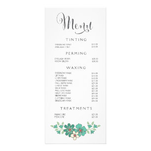 Turquoise Spa Salon Beautician Menu Price List