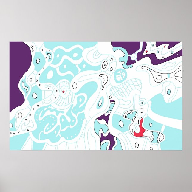 "Turquoise Space" Digital Abstract Art Poster (Front)