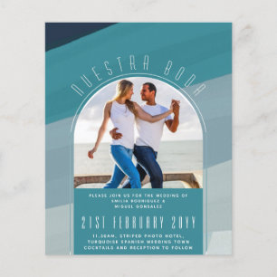 Turquoise Spanish Wedding Nuestra Boda PHOTO Flyer