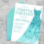Turquoise Sparkle Dress 30th Birthday Party  Invitation<br><div class="desc">Turquoise Sparkle Dress 30th Birthday Party Invitation
Variations to the invitation and matching items in our store</div>