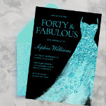 Turquoise Sparkle Dress Black 40th Birthday Party  Invitation<br><div class="desc">Turquoise Sparkle Dress Black 40th Birthday Party Invitation. Forty & Fabulous!!
Variations to the invitation and matching items in our store</div>