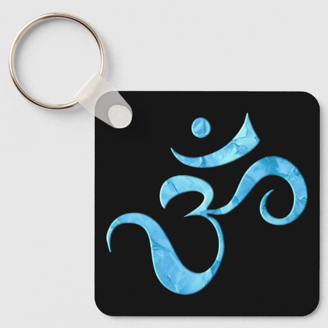 Turquoise Sparkle Om  Key Ring (Front)