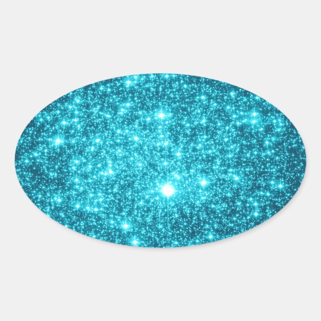 Turquoise Sparkle Oval Sticker (Front)
