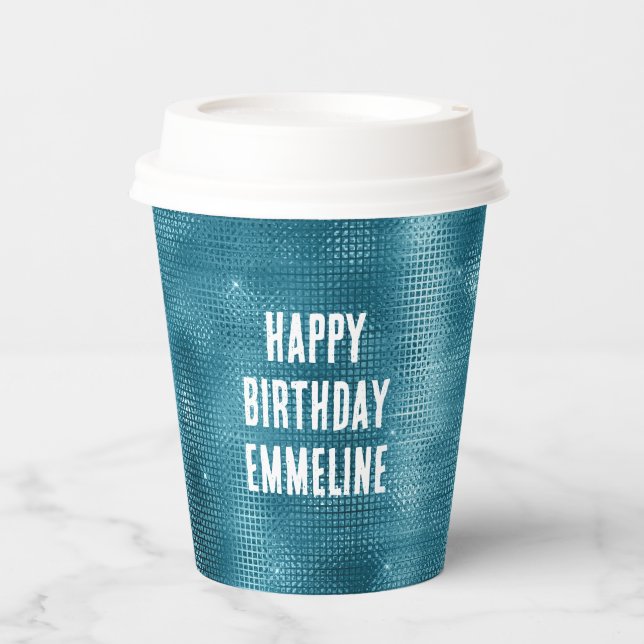 Turquoise Sparkle  Paper Cups (Front)