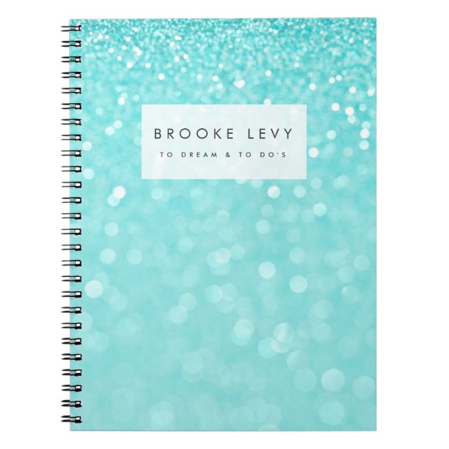 Turquoise Sparkle Personalised Journal Notebook (Front)
