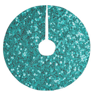 Turquoise Sparkles: Bright Close-Up Foundation Brushed Polyester Tree Skirt