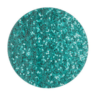 Turquoise Sparkles: Bright Close-Up Foundation Cutting Board
