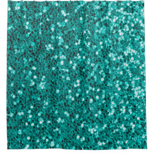Turquoise Sparkles: Bright Close-Up Foundation Shower Curtain