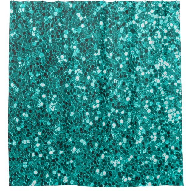Turquoise Sparkles: Bright Close-Up Foundation Shower Curtain (Front)