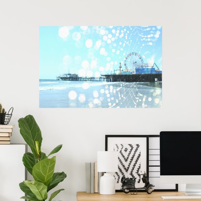 Turquoise Spiderweb Santa Monica Pier Poster (Home Office)