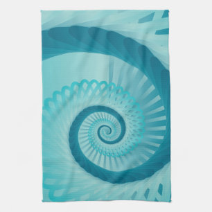 Turquoise Spiral Tea Towel