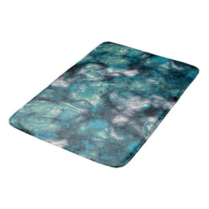 Turquoise Splash Stone Abstract Bath Mat
