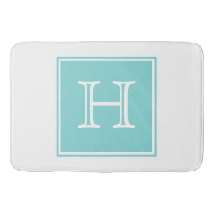 Turquoise Square Monogram Bath Mat