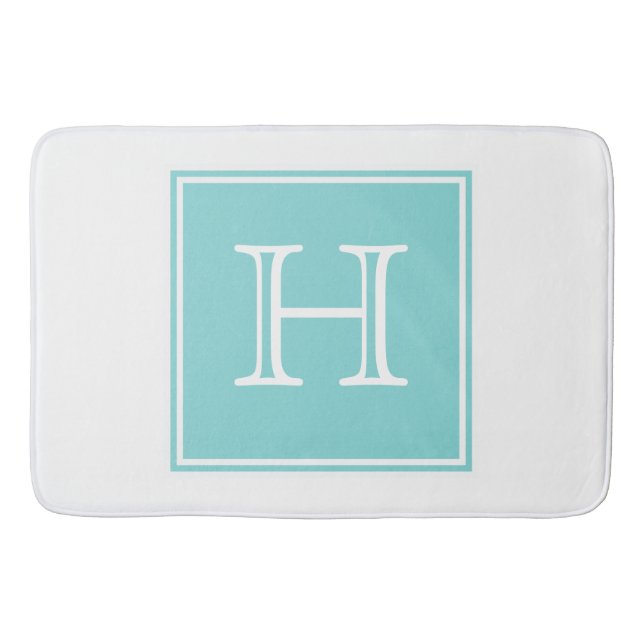 Turquoise Square Monogram Bath Mat (Front)