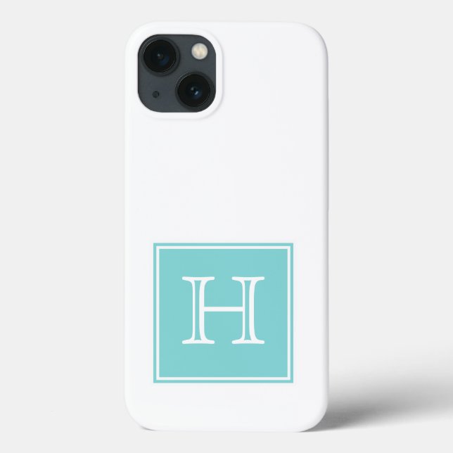 Turquoise Square Monogram Case-Mate iPhone Case (Back)