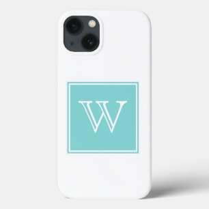 Turquoise Square Monogram iPhone 13 Case