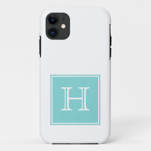 Turquoise Square Monogram iPhone 11 Case