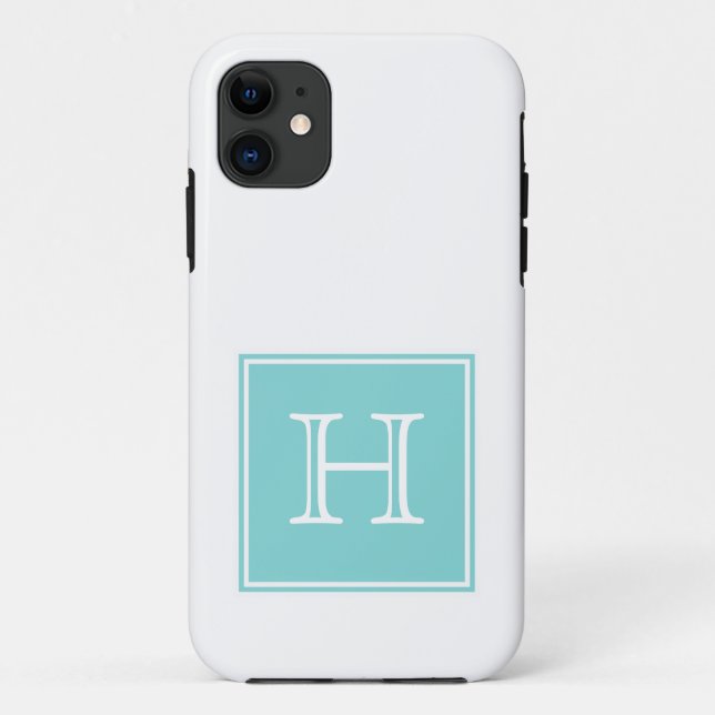 Turquoise Square Monogram Case-Mate iPhone Case (Back)