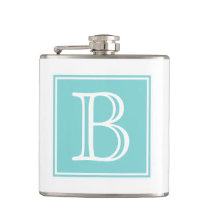 Turquoise Square Monogram Flask