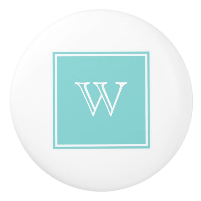Turquoise Square Monogram Knob (Front)