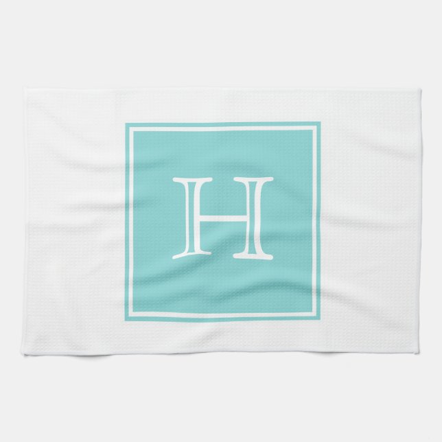Turquoise Square Monogram Towel (Horizontal)