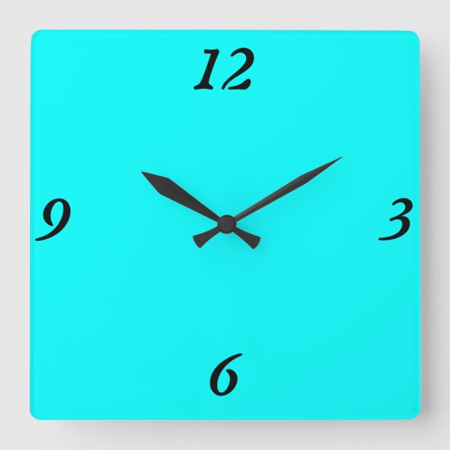 Turquoise Square Wall Clock (Front)
