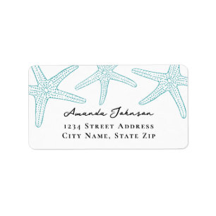 Turquoise Starfish Address Label