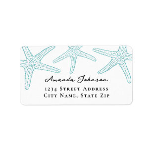 Turquoise Starfish Address Label