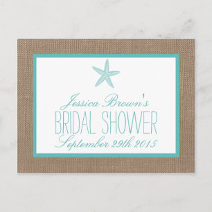 Turquoise Starfish Beach Bridal Shower Recipe Card