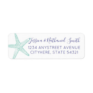 Turquoise Starfish Beach Return Address Label