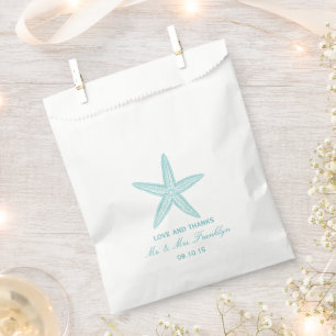 Turquoise Starfish Beach Wedding Favour Bag