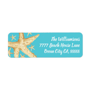 Turquoise Starfish Blue Beach Return Address