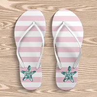 Turquoise Starfish Pink And White Stripes