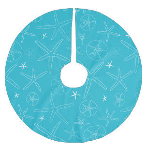 Turquoise Starfish & Sand Dollar Tree Skirt