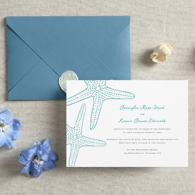Turquoise Starfish Wedding Invite (Creator Uploaded)