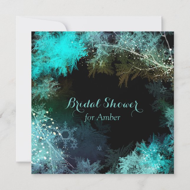 Turquoise Starry Forest Bridal Shower Invitation (Front)