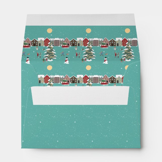 Turquoise Starry Night Sparkles Envelope (Back (Bottom))