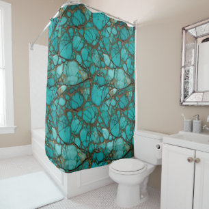 Turquoise Stone Crystals  Shower Curtain