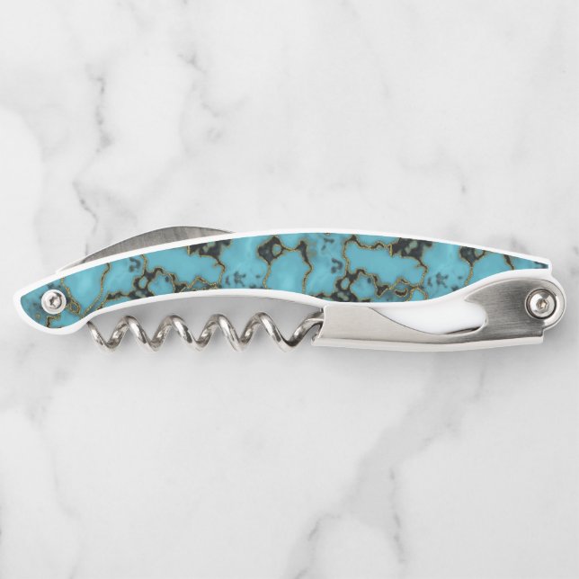 Turquoise Stone Gold Accented Corkscrew (Back)