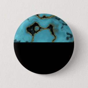 Turquoise Stone Gold and Black 6 Cm Round Badge