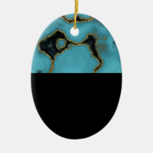 Turquoise Stone Gold and Black Ceramic Tree Decoration