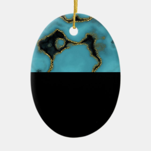 Turquoise Stone Gold and Black Ceramic Tree Decoration (Front)