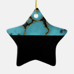 Turquoise Stone Gold and Black Ceramic Tree Decoration