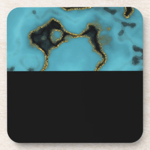 Turquoise Stone Gold and Black Coaster