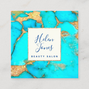 turquoise stone square business card