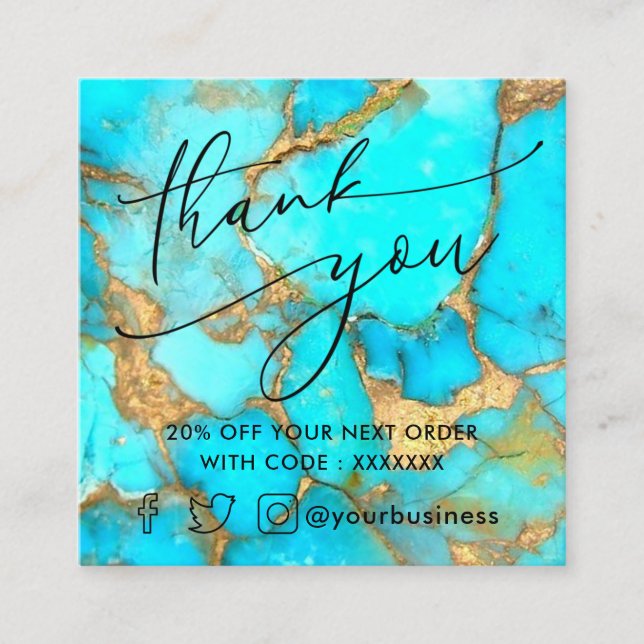 turquoise stone thank you discount card (Front)