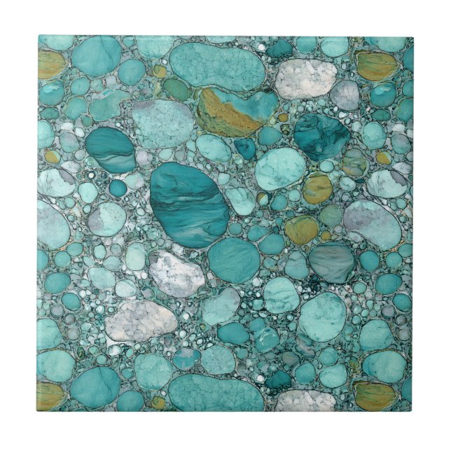 Turquoise Stones Ceramic Tile (Front)